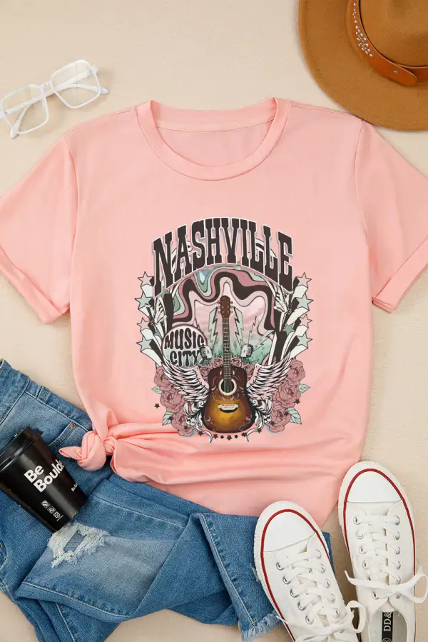 Nashville Music City Guitar Tee