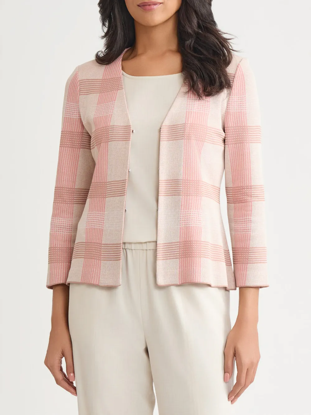 Checkered V-Neck Jacket