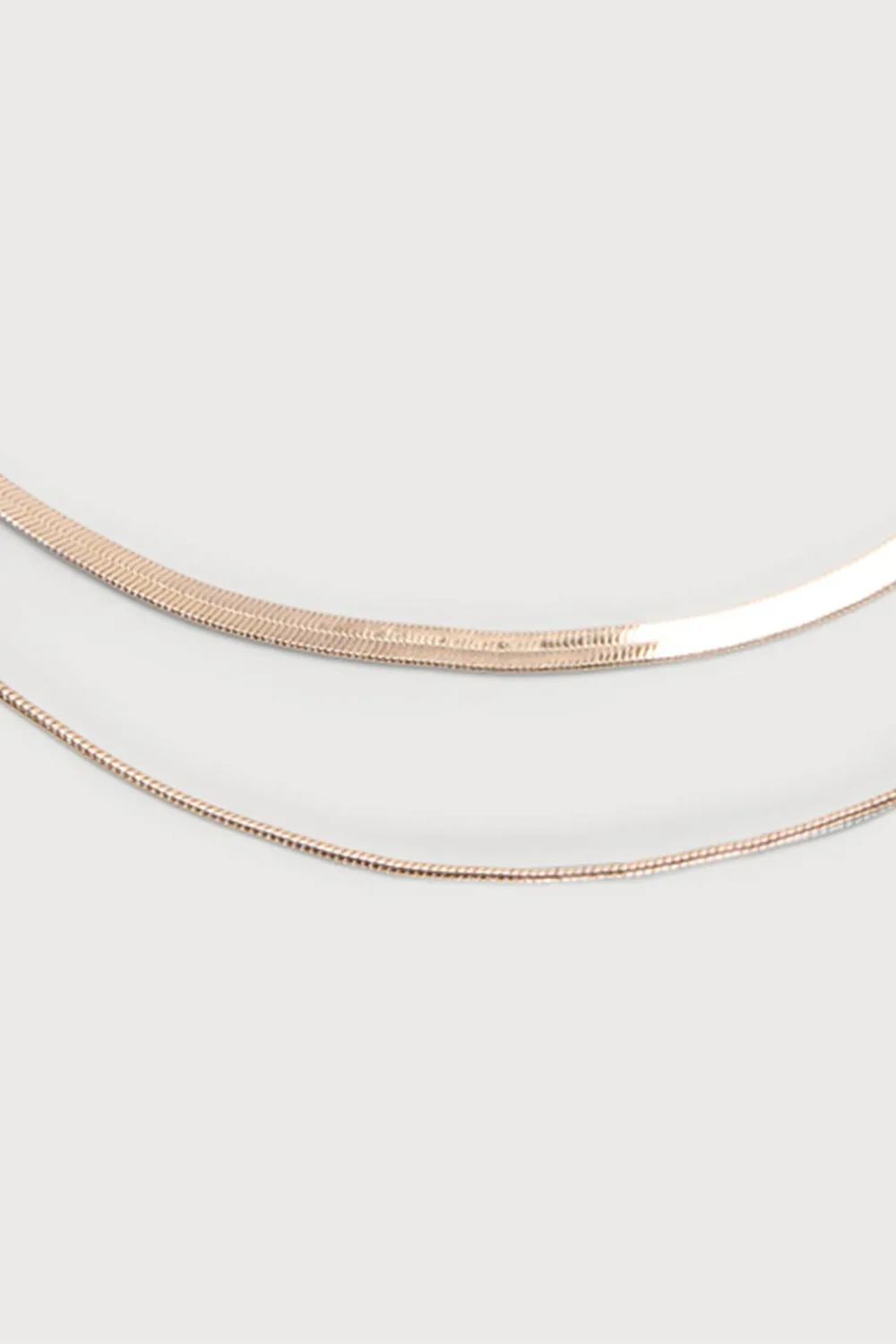 Double Layered Herringbone Snake Necklace