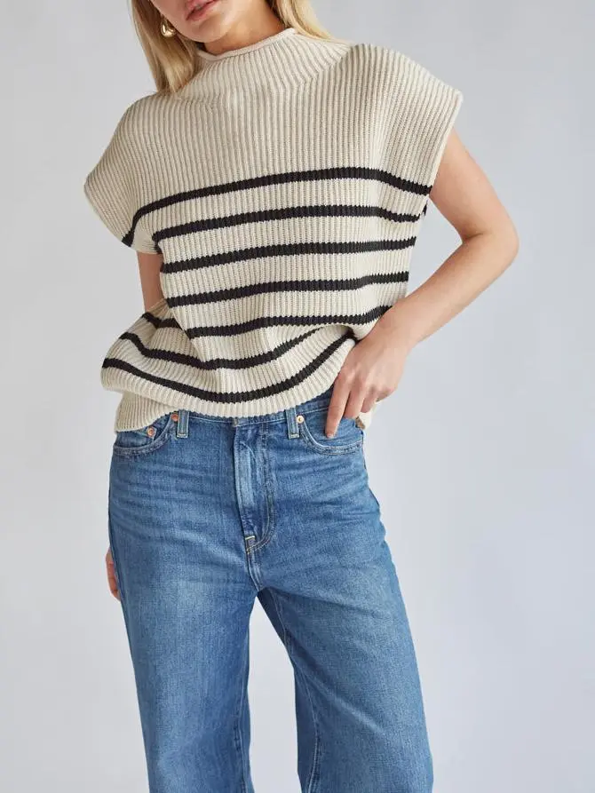 Mock Neck Sleeveless Sweater Top