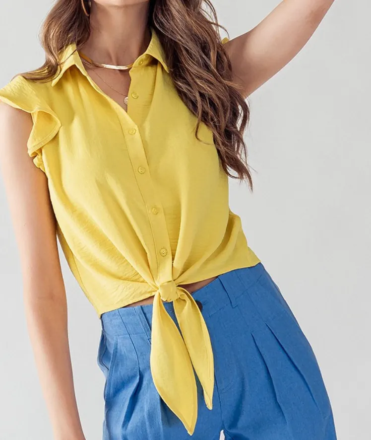Ruffle Front Tie Top