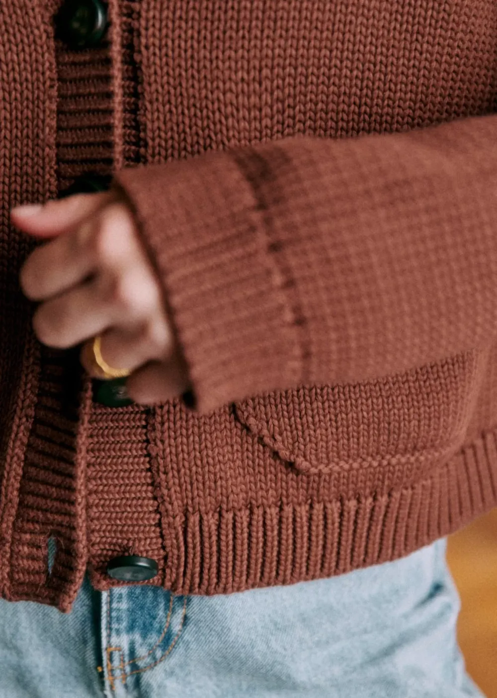 Patch Pockets On Front Cardigan Knitwear