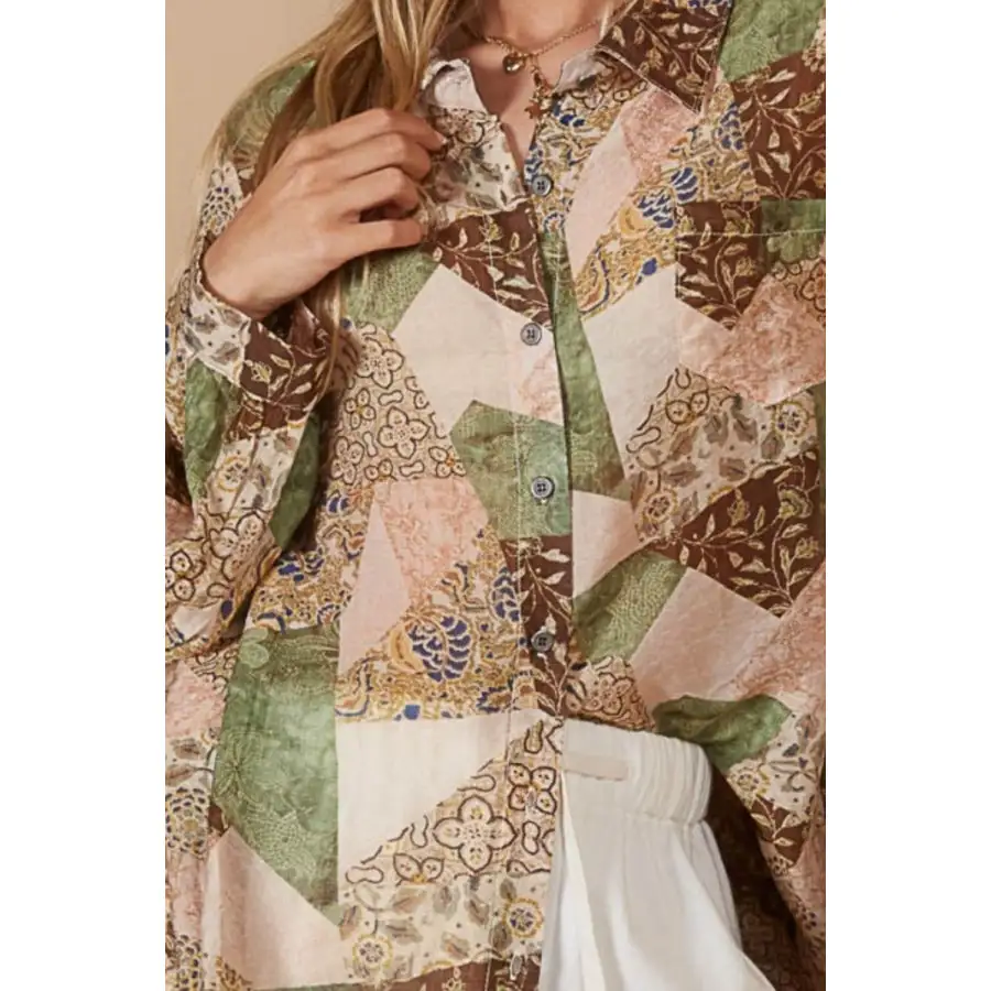 Artful Button Up Print Button Up Shirt