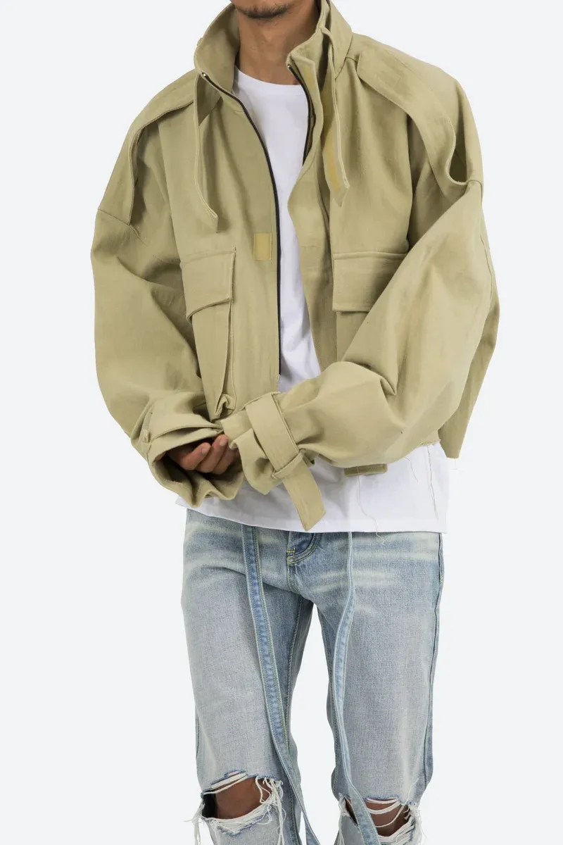KHAKI CROP STYLE CARGO JACKET