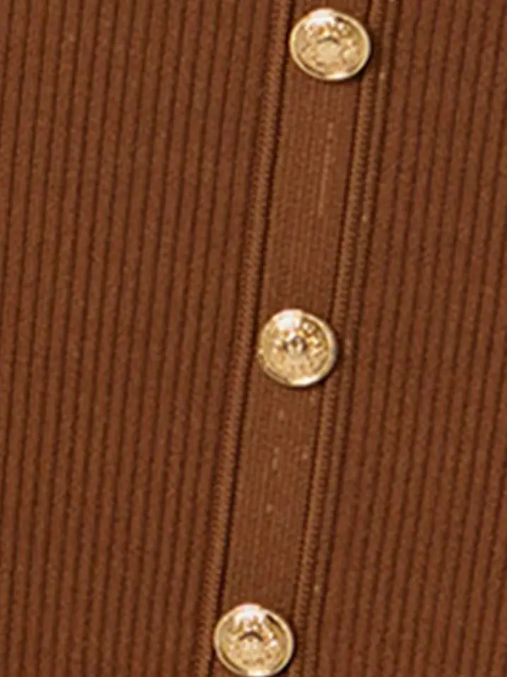 Khaki Button-Through Knit Dress