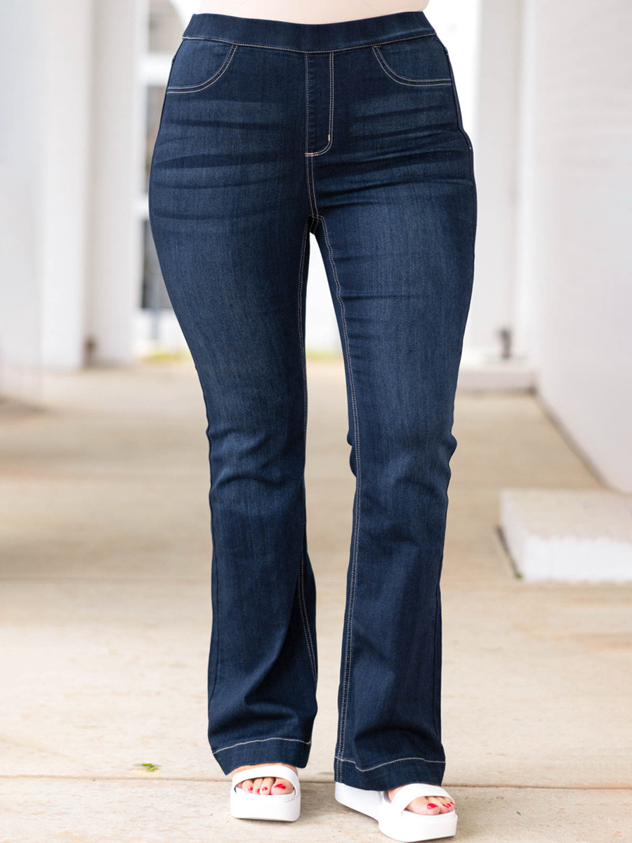 Dark blue micro flared jeans