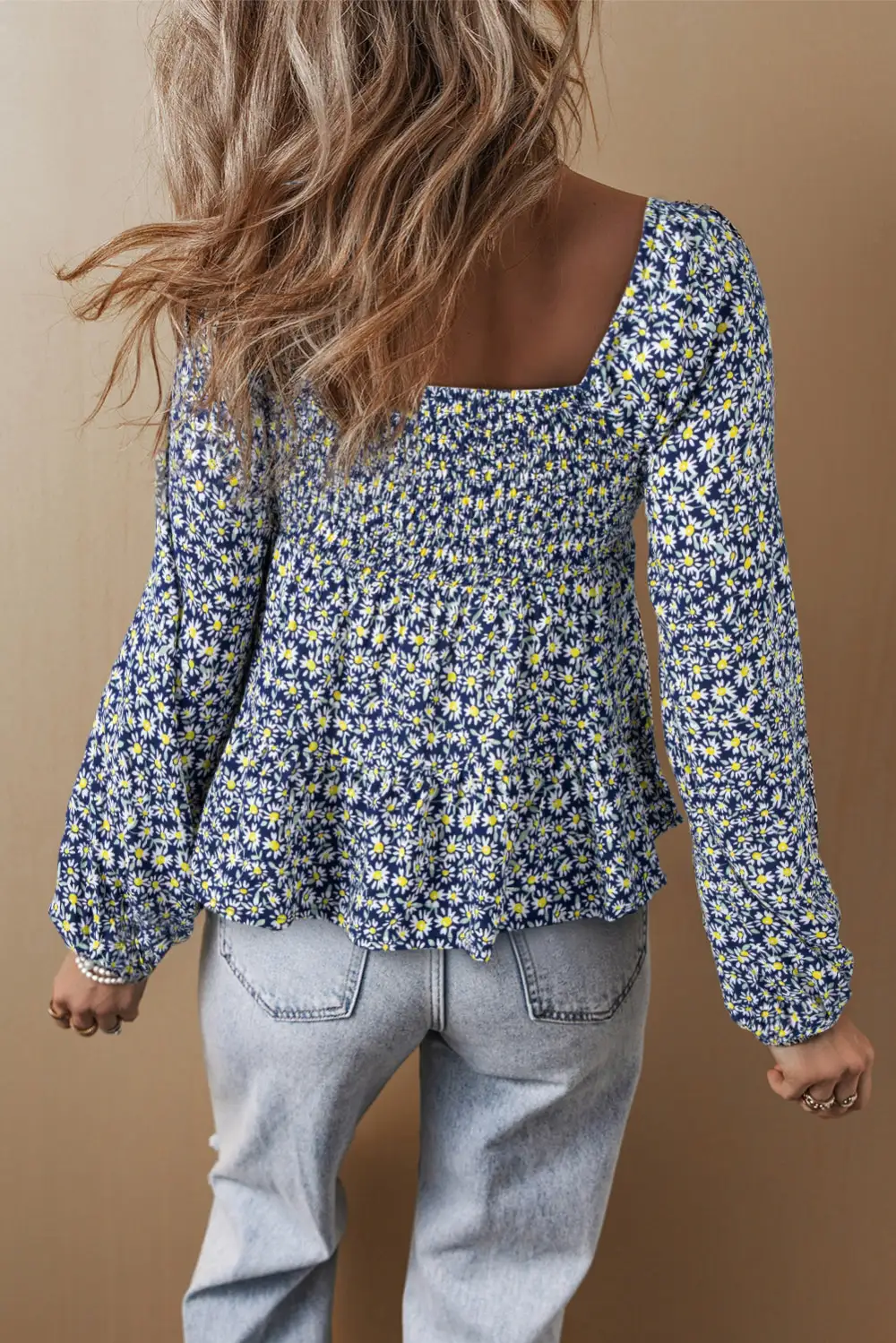 Floral Smocked Relaxed Fit Blouse