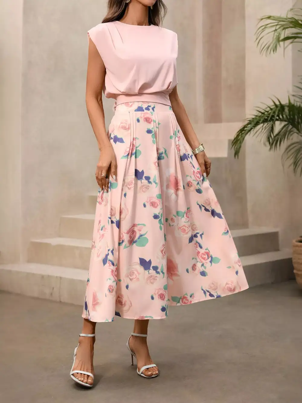 Round Neck Button Front Coordinated Set