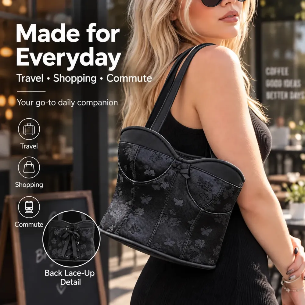 🖤👜 Corset-Style Handbag — Bold Lace-Up Design with a Chic Gothic Edge