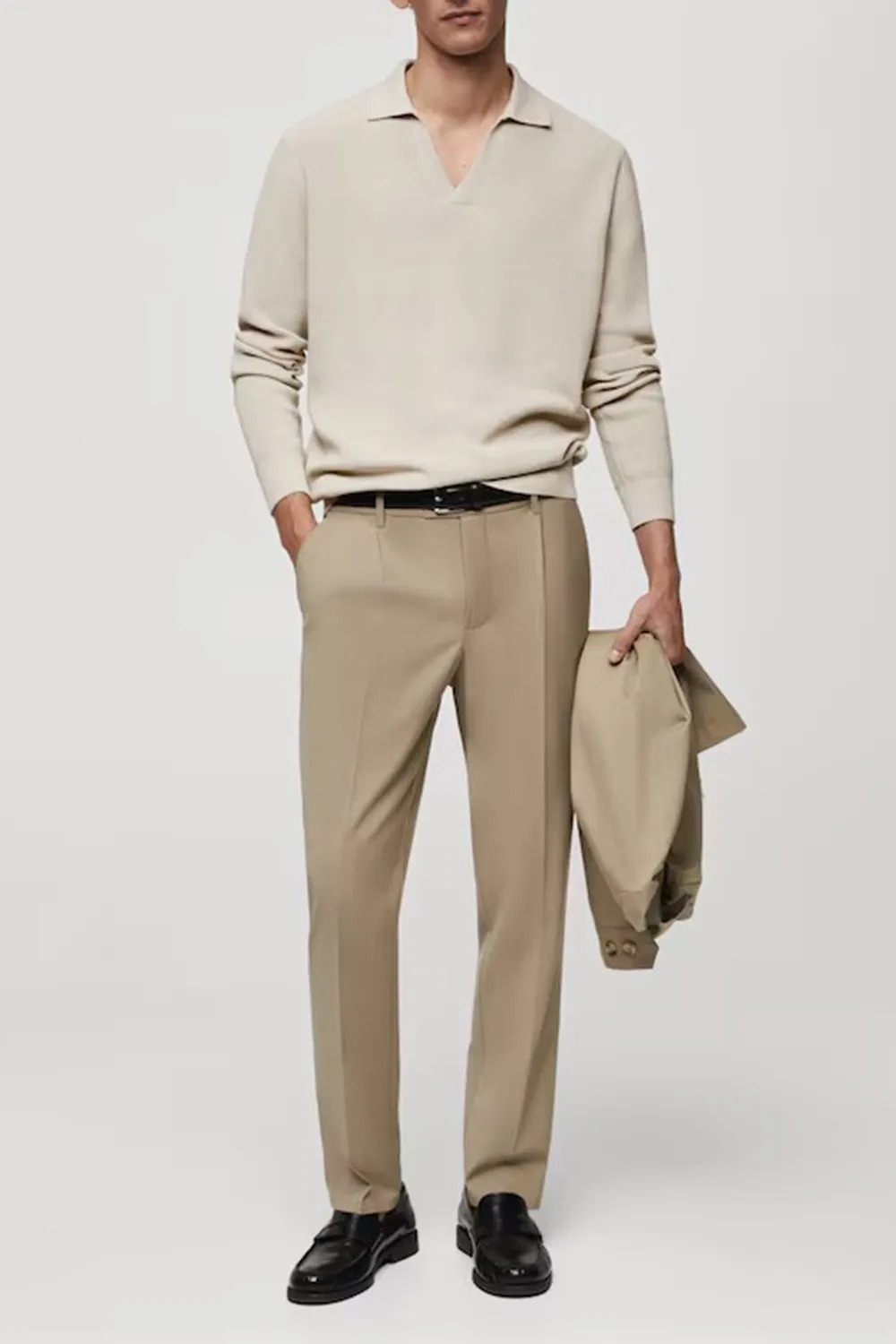 Ribbed Knit Polo Shirt