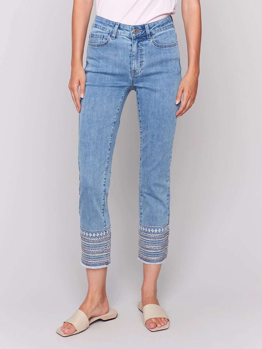 Straight-Leg Cotton Breathable Slim-Fit Jeans