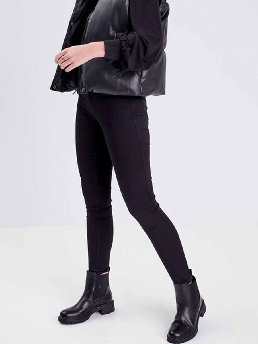 Jeans skinny détails rivets denim noir femme