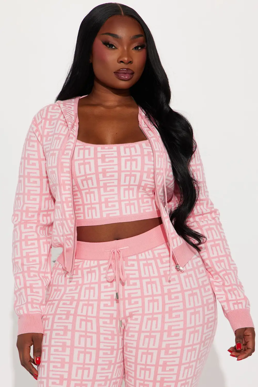 Got A Crush 3 Piece Pant Set - Pink/combo