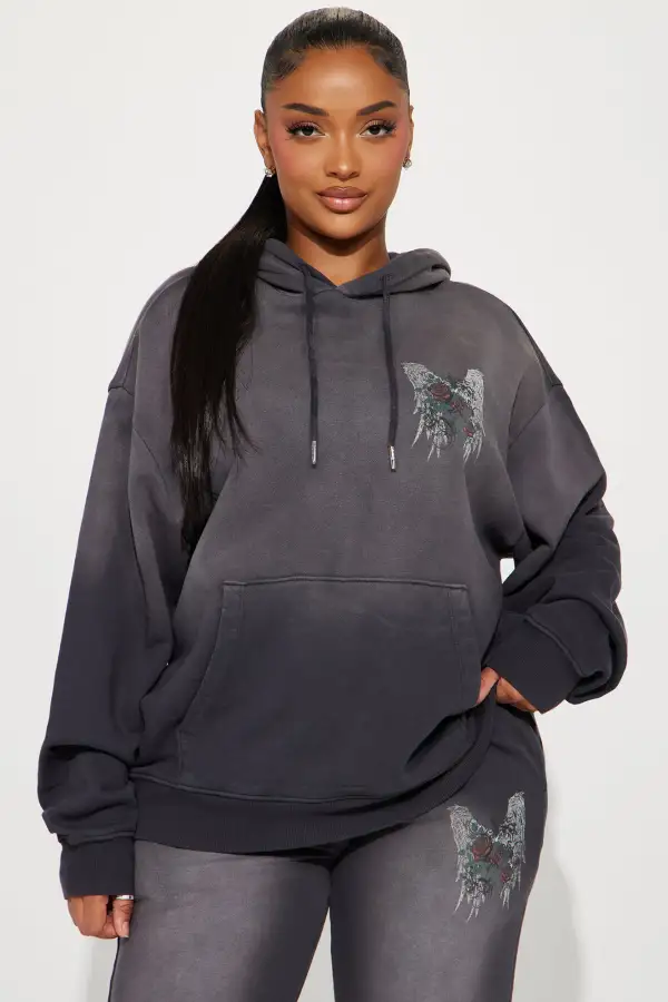 Give Me Roses Washed Jogger Set - Grey