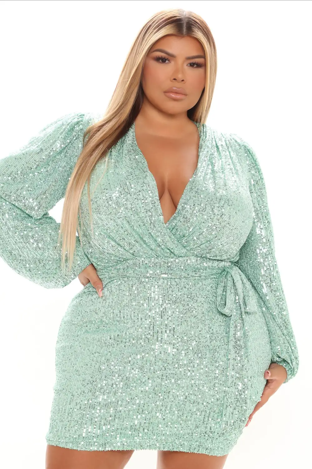 Seeing The Stars Sequin Mini Dress - Mint