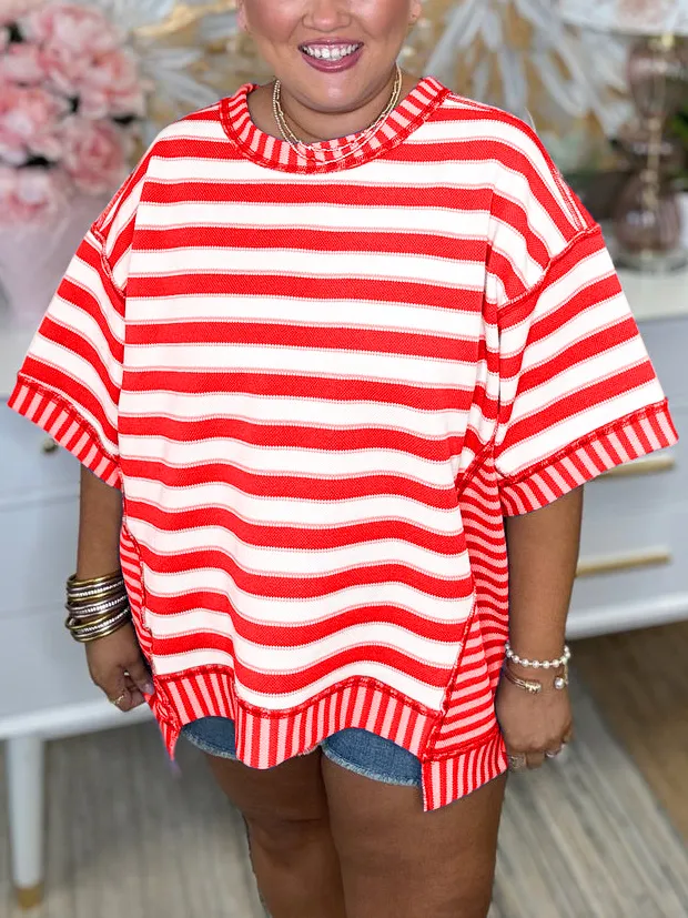 Women's Mixed Stripes Oversized T-shirt (Buy 2 Free Shipping)
