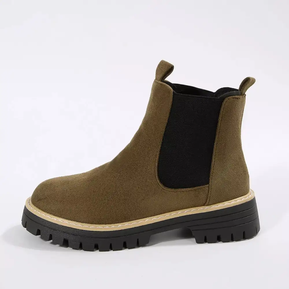 Modern Round Toe Block Heel Boots