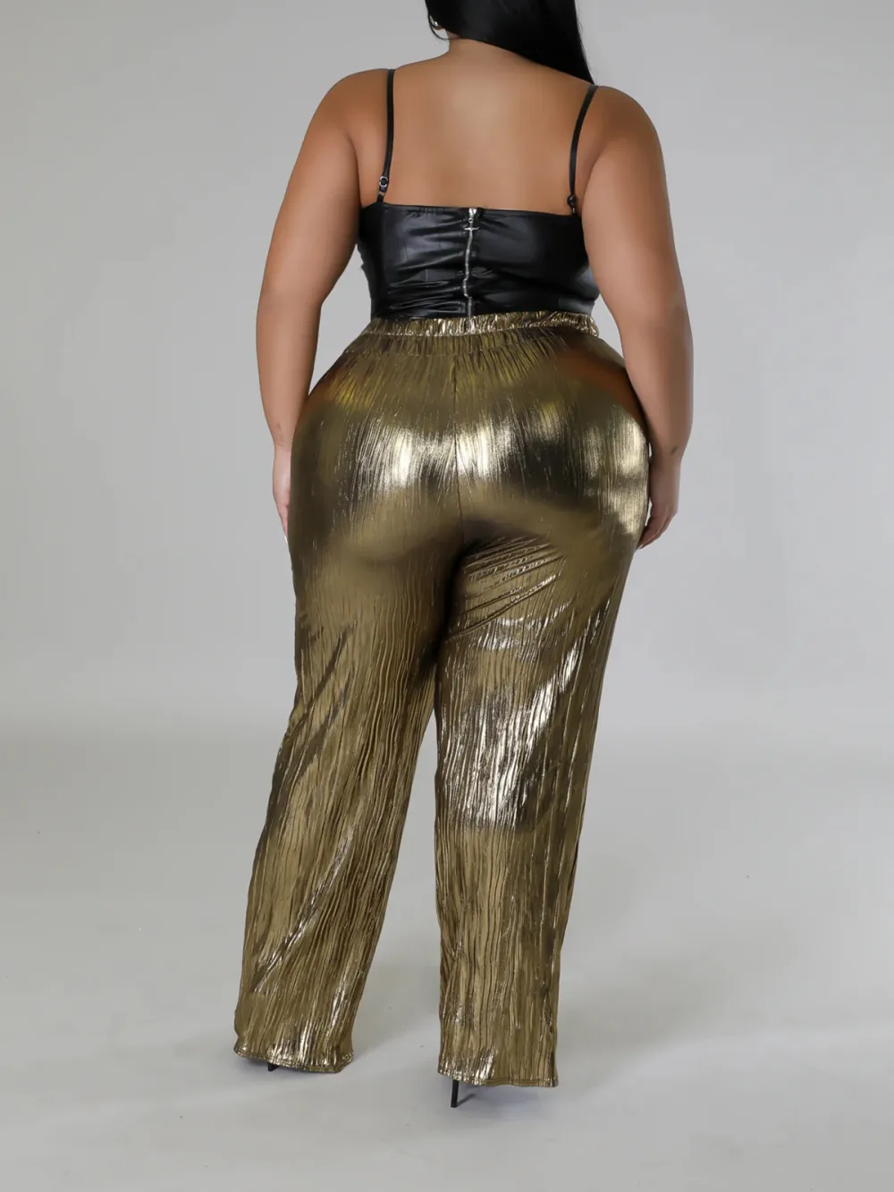 Plus-Size Fashion Women'S Glossy Fringe Pants