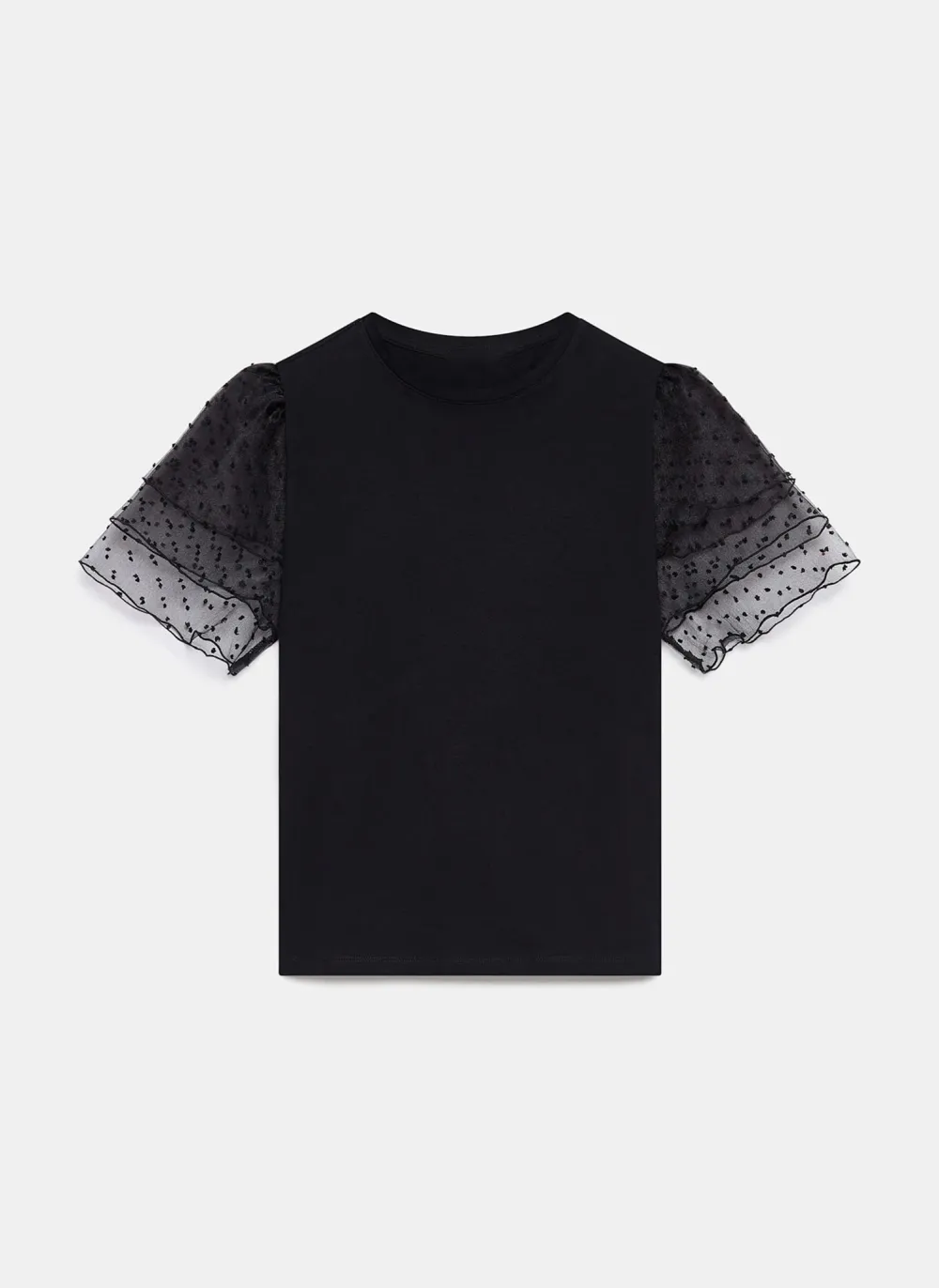 Casual Style Black Cotton T-Shirt