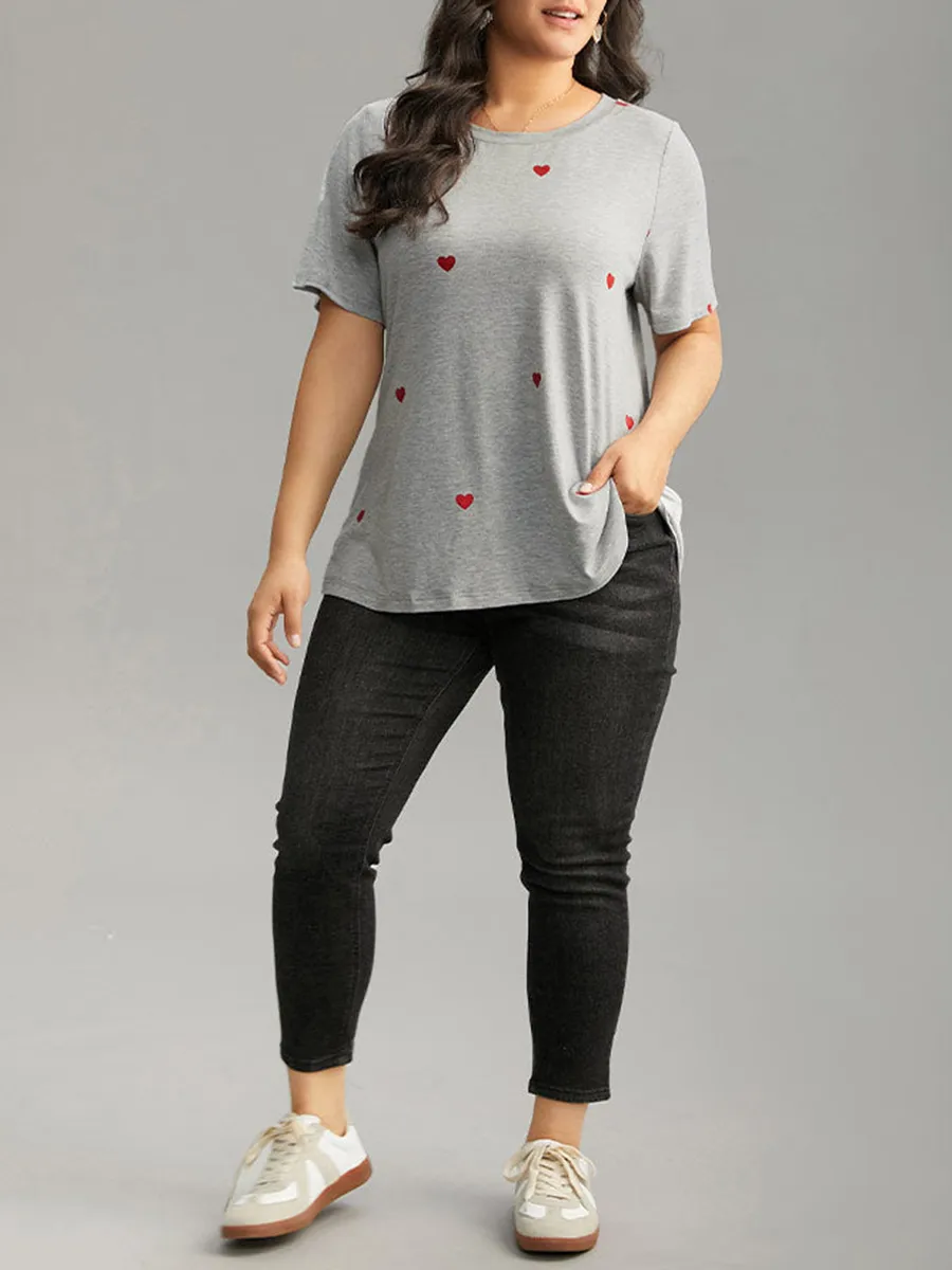 Crew-Neck Love Heart T-Shirt