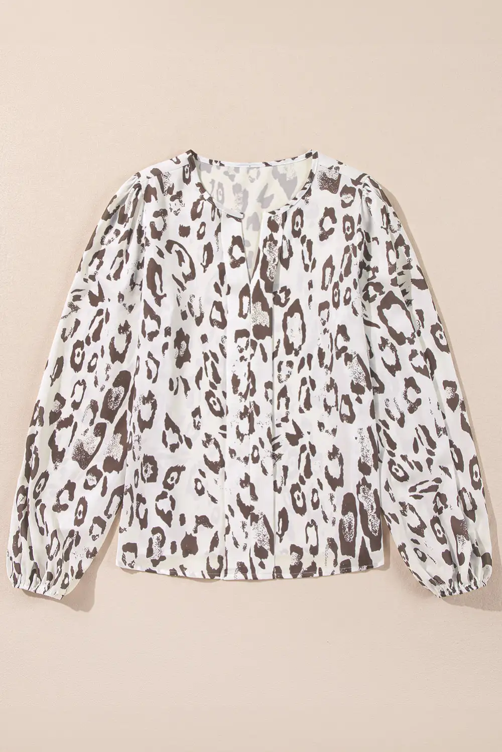Everyday Leopard Print Split Neck Blouse
