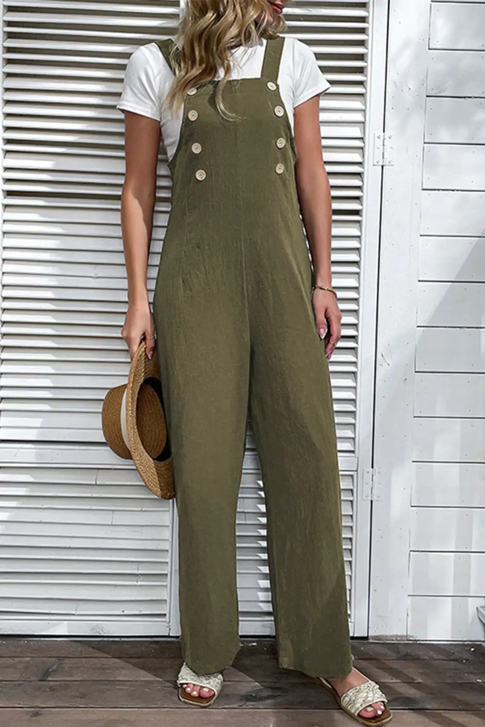 Buttoned Straight Leg Overall