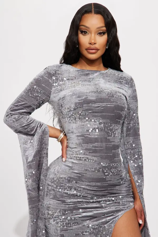 Viviane Velvet Gown - Grey