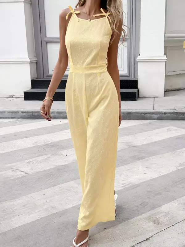 Wide Leg Tie Jumpsuit