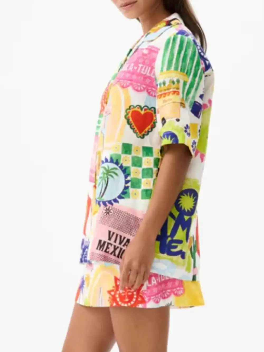 Soft Button Front Printed Detail Coordinated Set