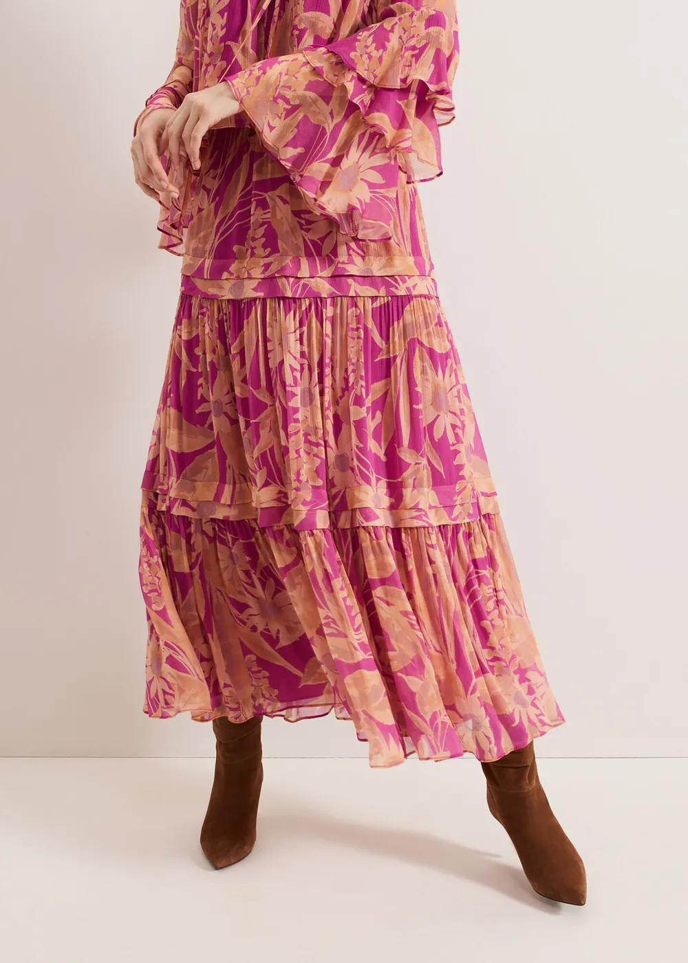 Gauze Floral Half-Length Dress
