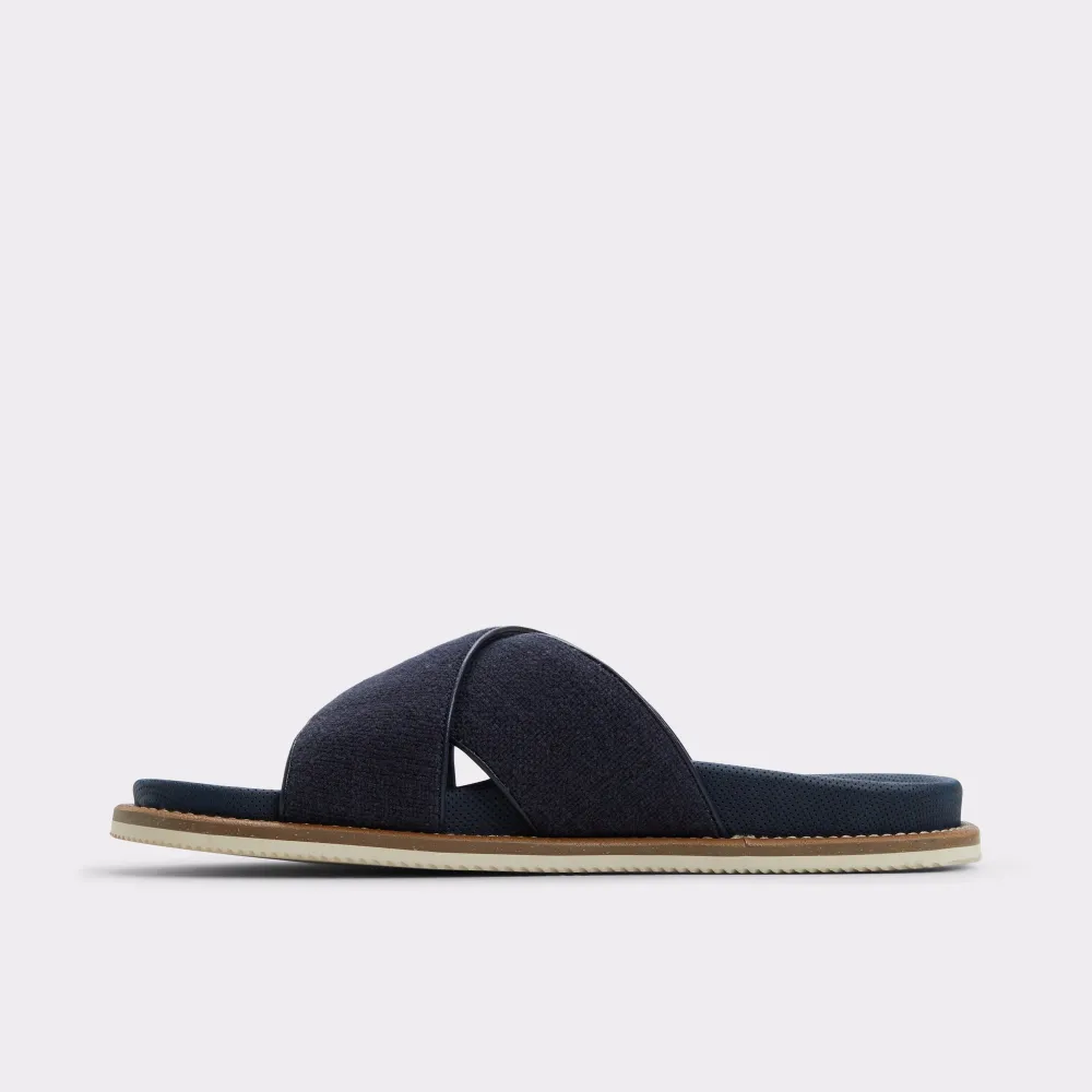 Navy  Cross-Woven Rubber Slippers
