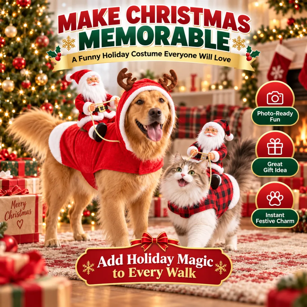 Santa Riding Dog Christmas Pet Costume
