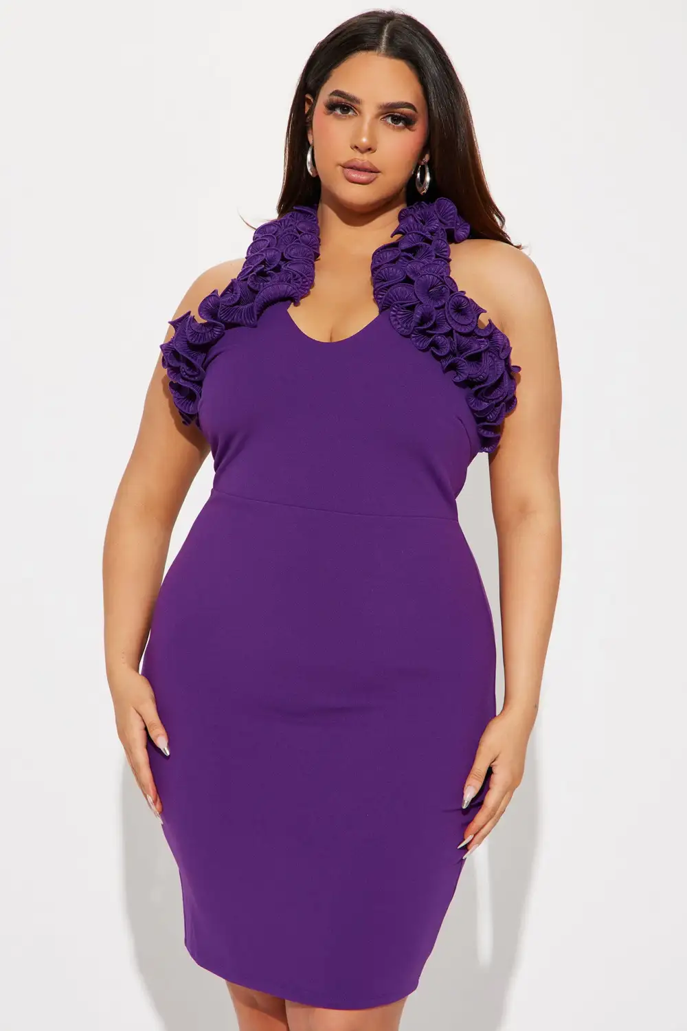 Charlotte Ruffle Midi Dress - Violet