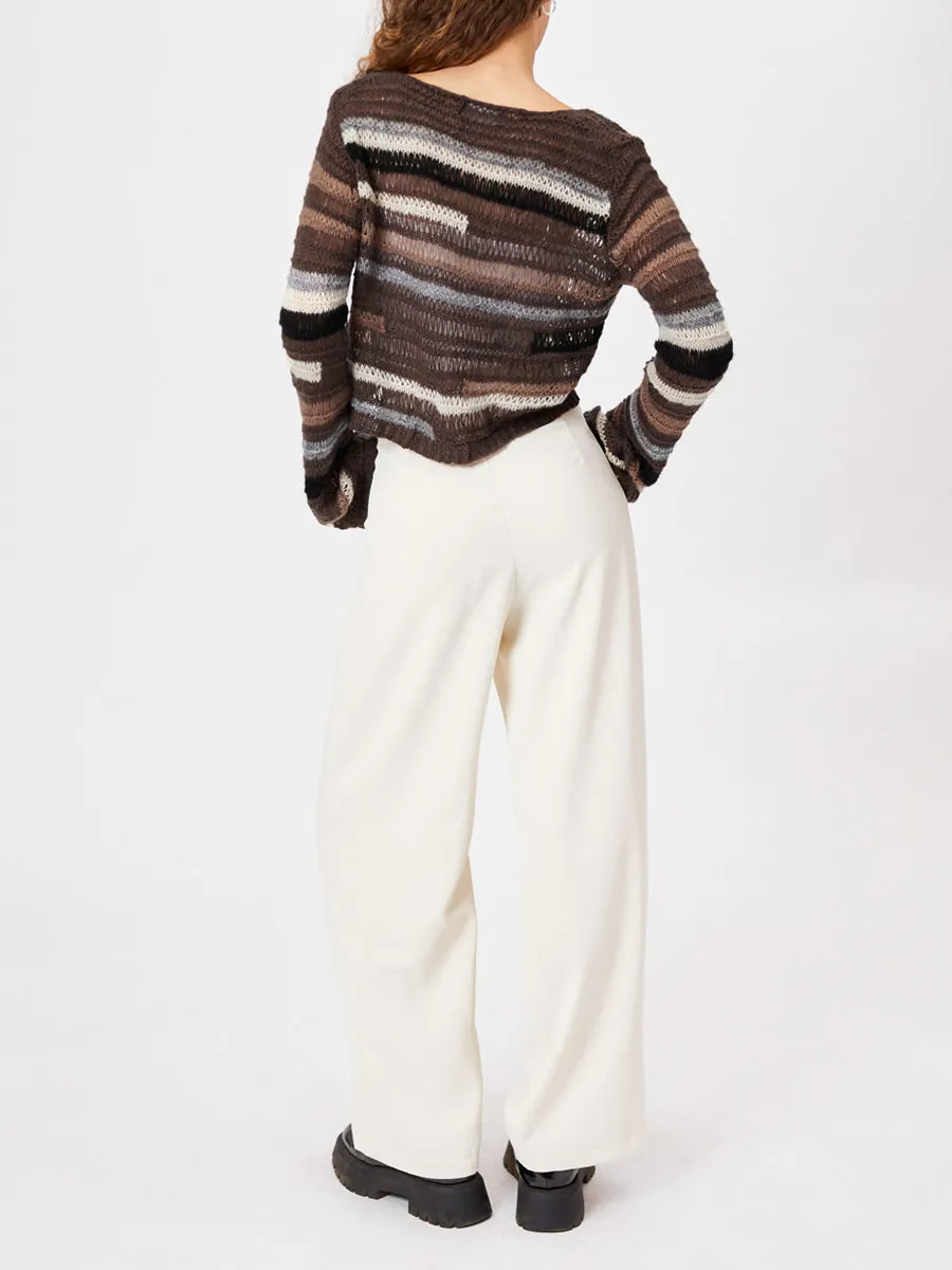 Milk Tea Pleated Wide Leg Trousers