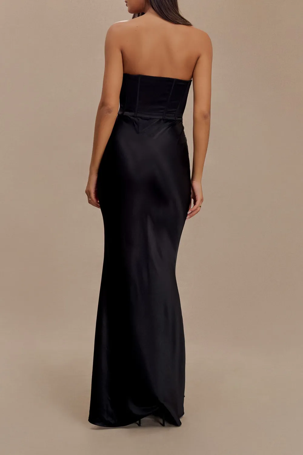 Satin Strapless Maxi Dress