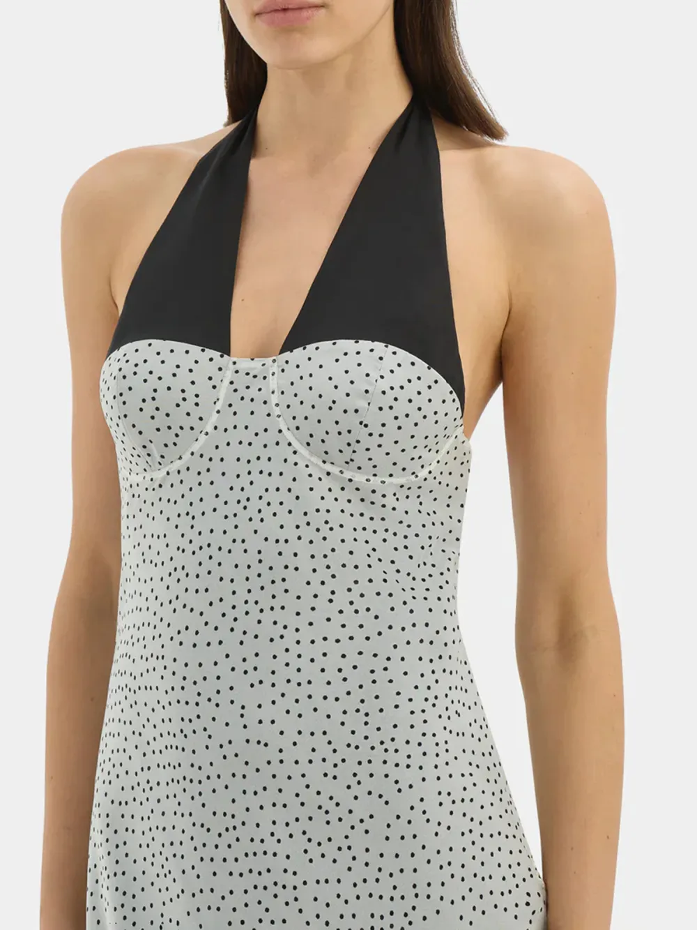 Adjustable Halter Neck Polka Midi Dress
