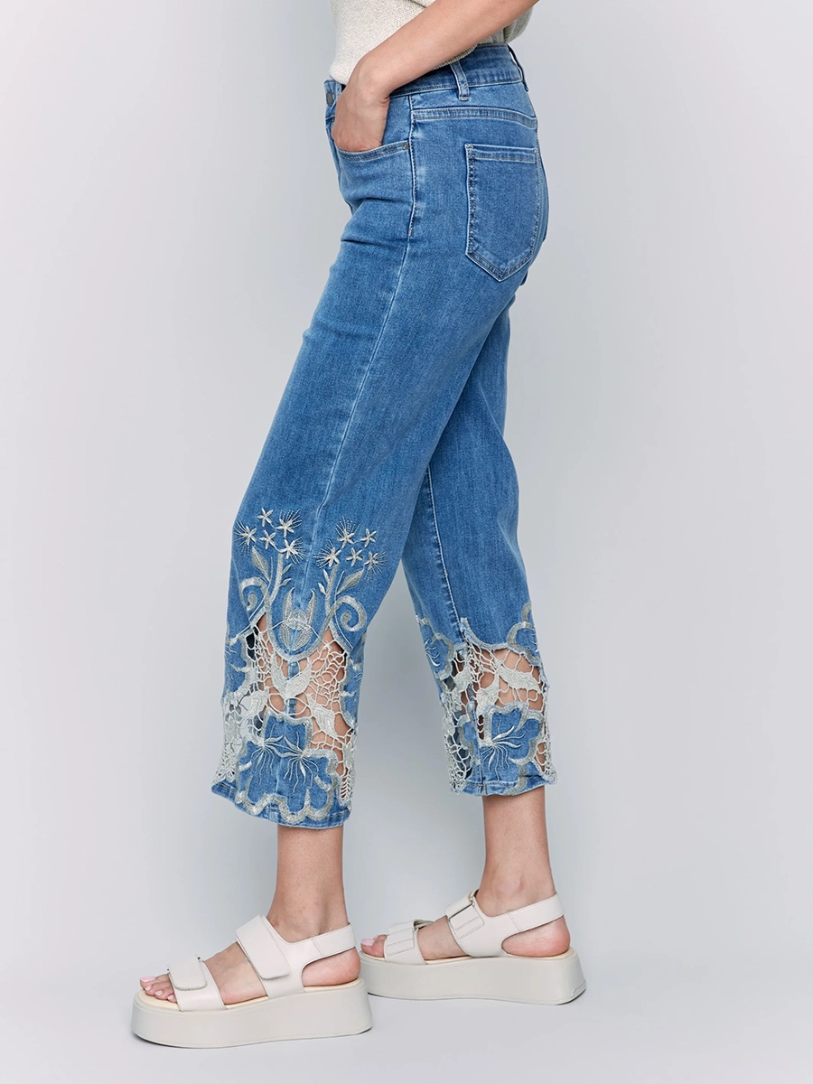 Designer Art Hollow Cotton Jeans