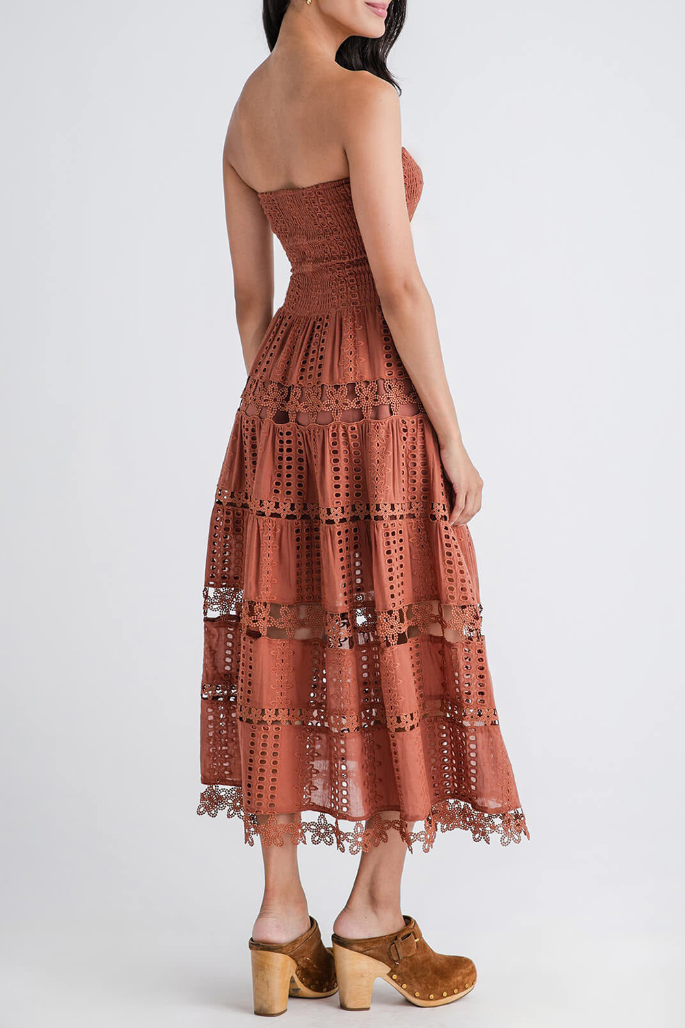 Strut & Bolt Eyelet Lace Tube Dress - brown