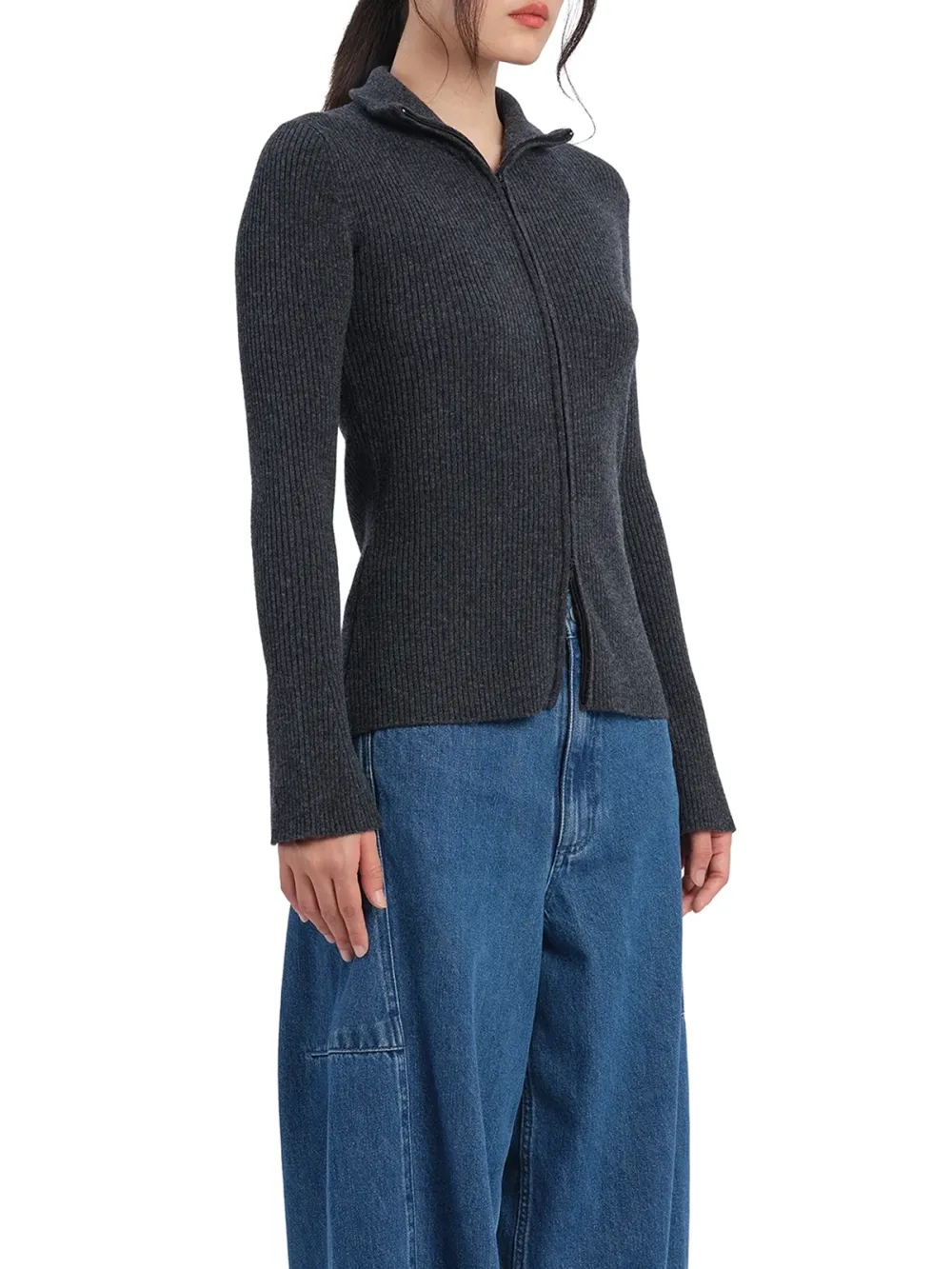 Slim - Fit Zip - Up Knit Cardigan