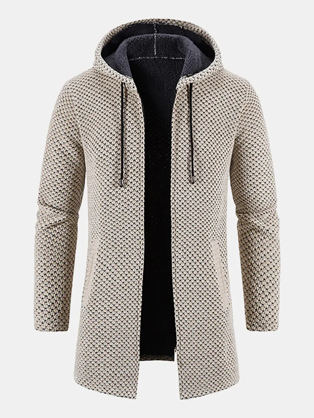 Long Line Textured Hooded Cardigan