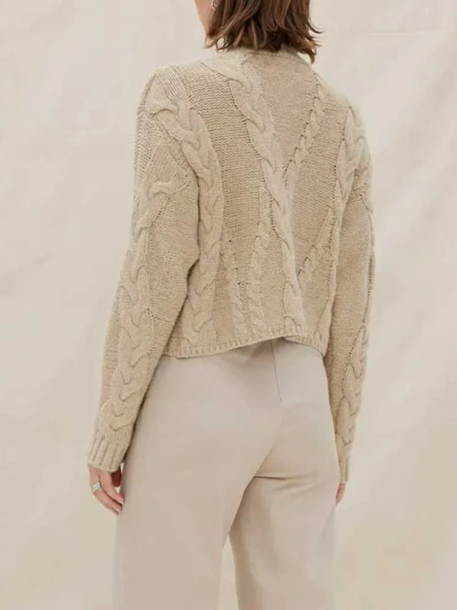 Cream Colored Cable Knit Sweater
