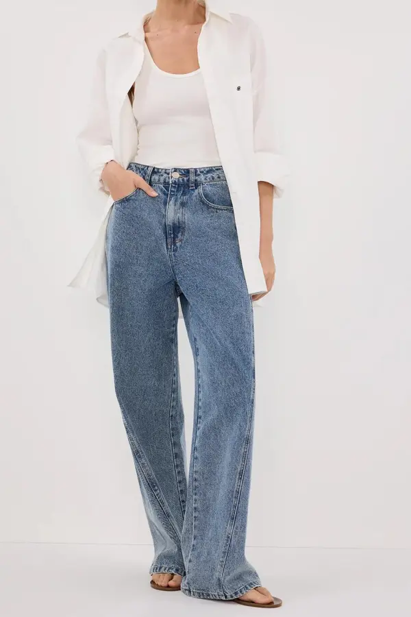 MID BLUE WIDE LEG JEAN