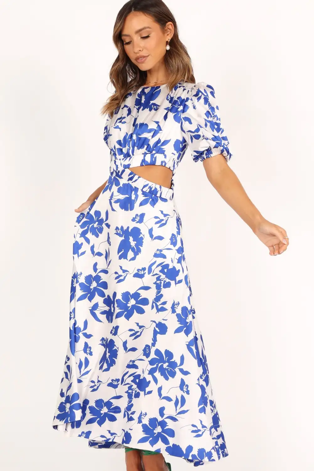 Aminah Puff Sleeve Dress - Blue Floral