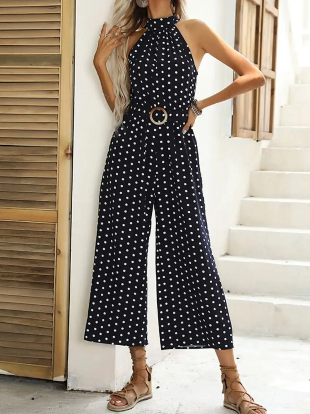 Polka Dot Halter Jumpsuit