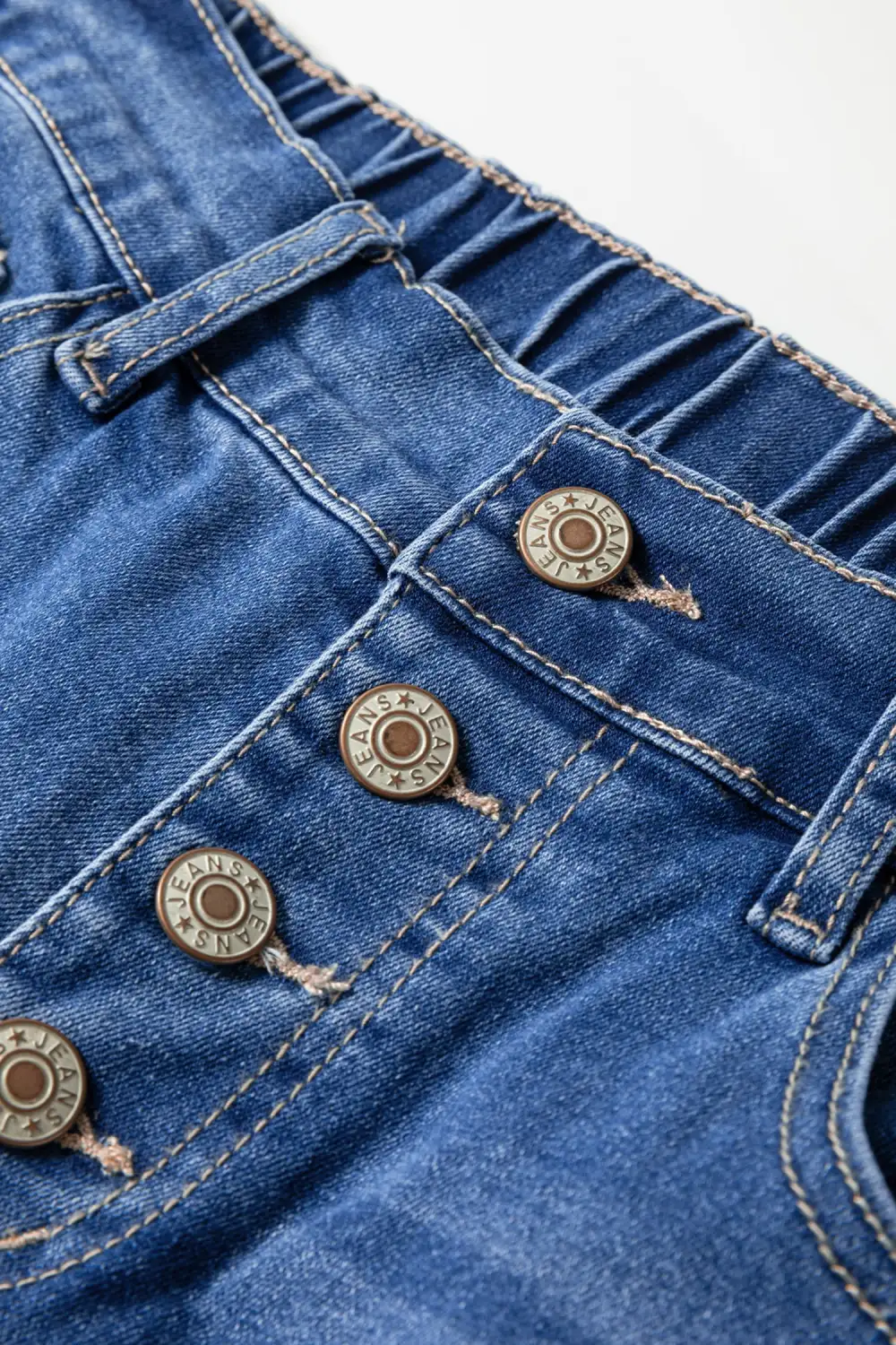 Buttons Front Tapered Casual Loose Fit Jeans