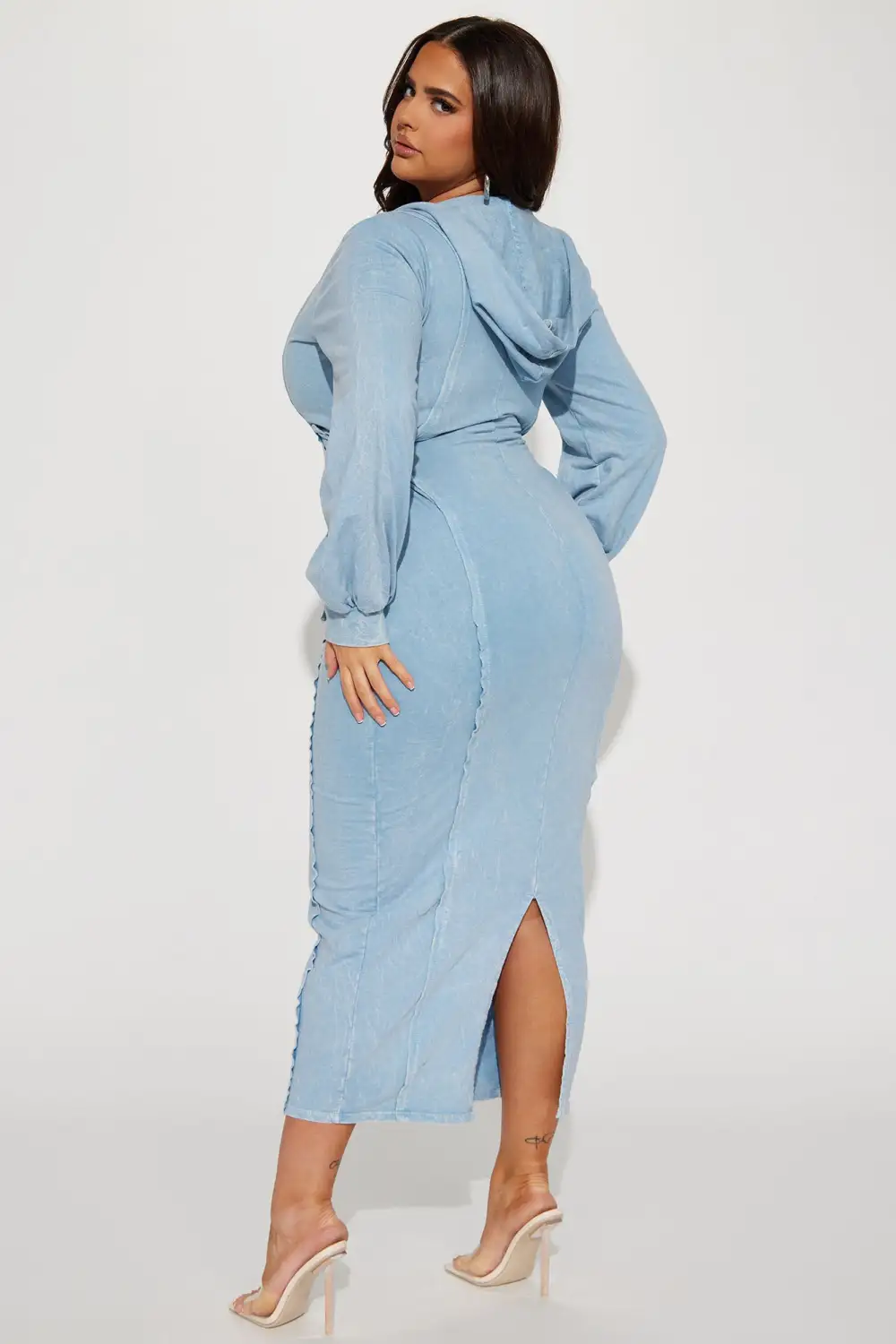 The Grind Hooded Maxi Dress - Light Blue