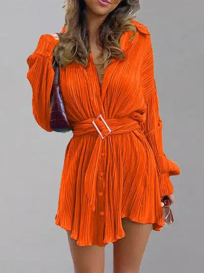Button Up Dropped Shoulder Shirt Dress Mini Dress