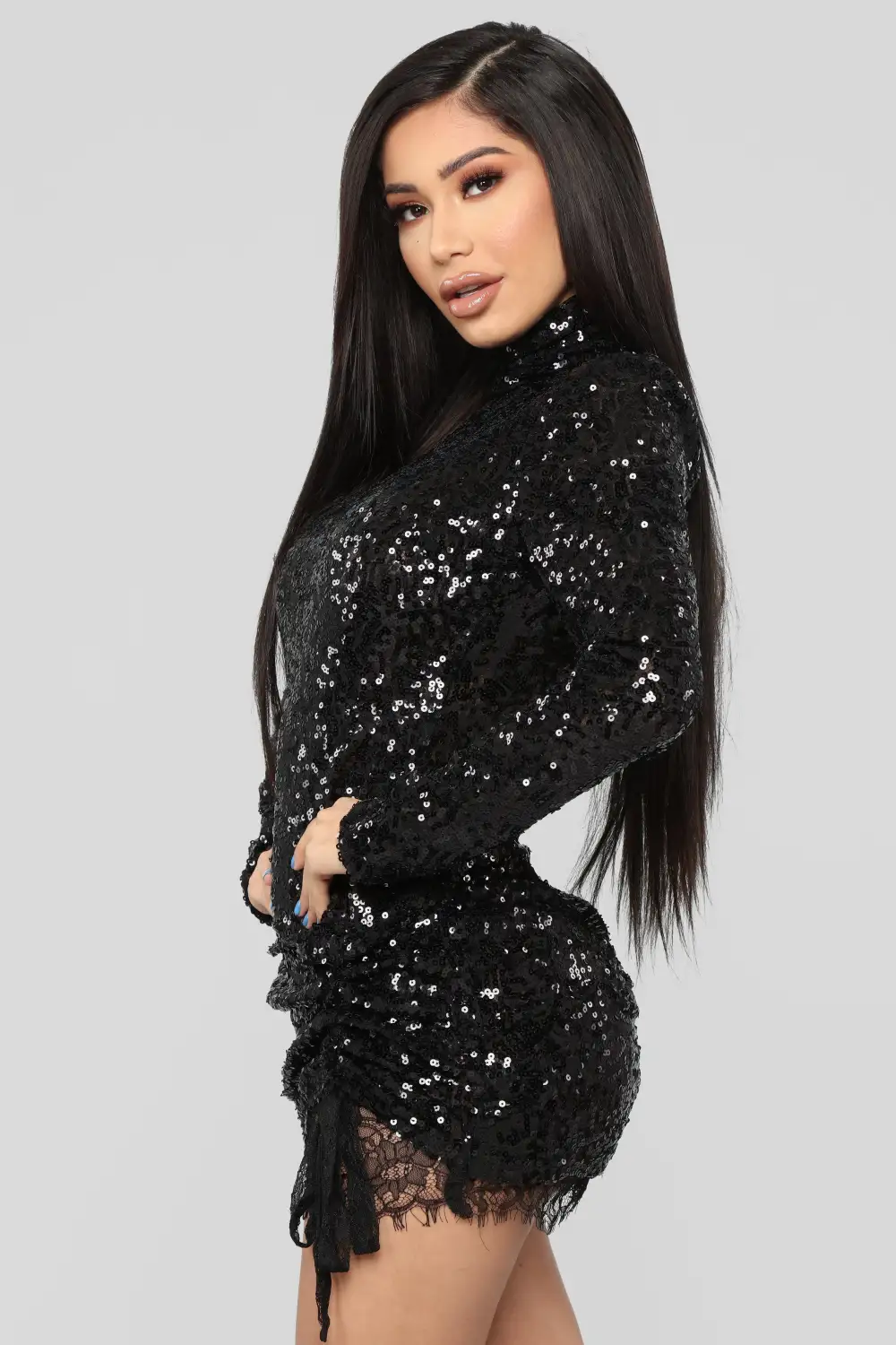 Craze For Fame Sequin Mini Dress - Black