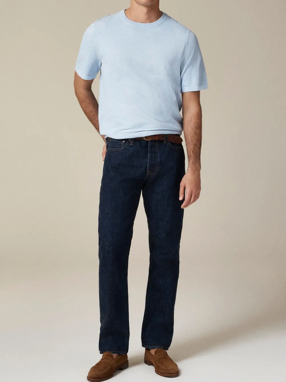 Light Blue Short Sleeve Knit Sweater