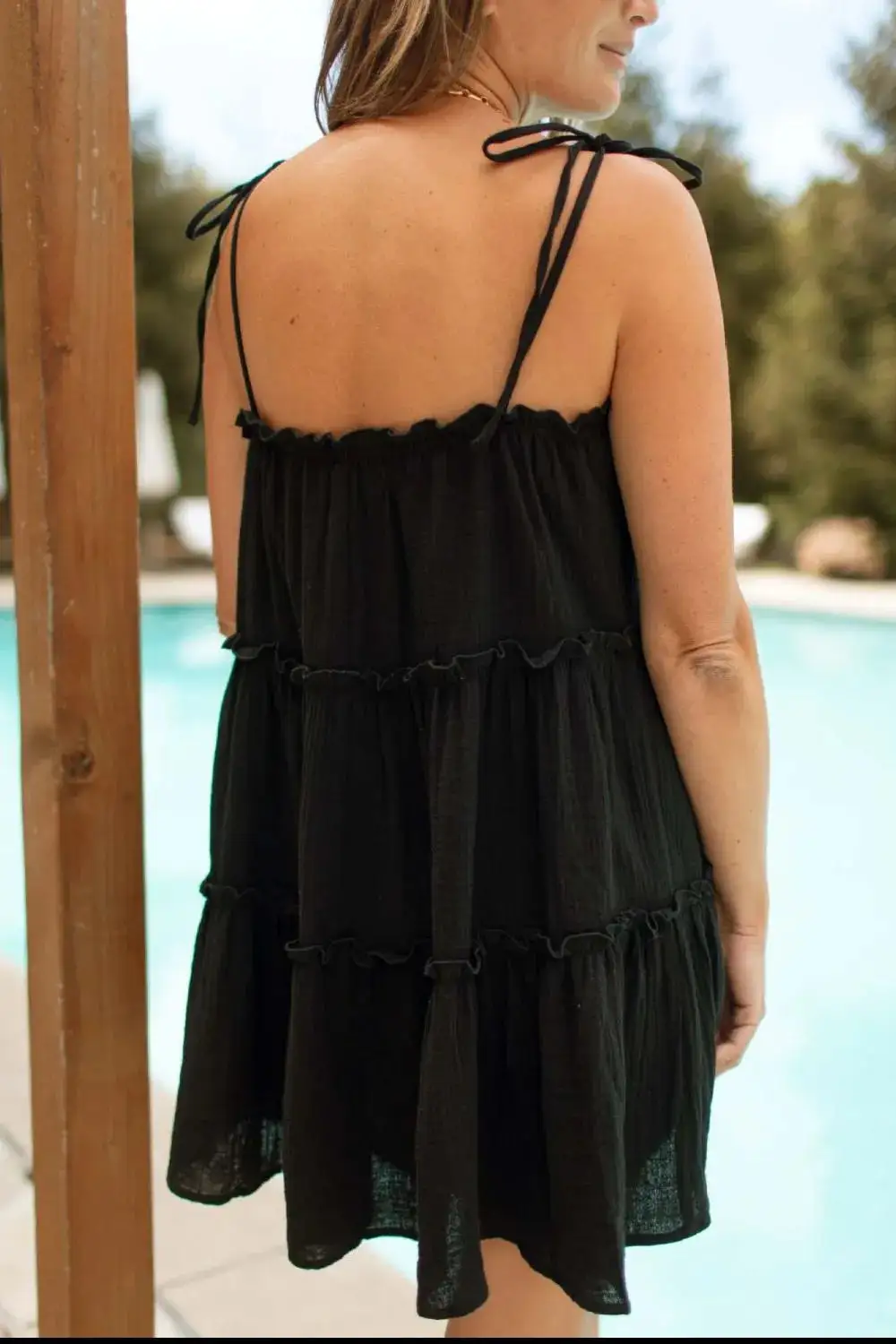 Textured Mini Square Neck Dress